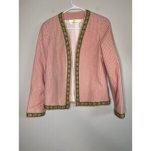 L. V. Harkness Pink Green Gingham Floral Old Money Yacht Derby Days Jacket M